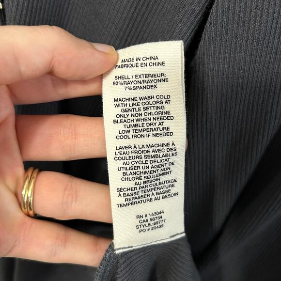 Avec Les Filles Ribbed Sheath Mini Dress NWT Sz L Charcoal 80s Vintage Style - Picture 6 of 6